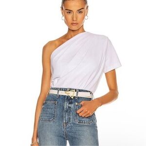 Gauge81 White Ruched one-shoulder t-shirt TARTU